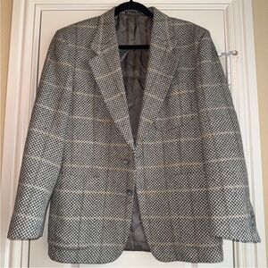 Valentino uomo wool gray/tan/beige tweed jacket size 39s, oversize small